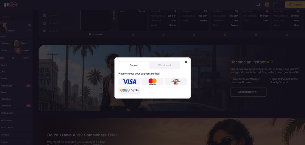 Betaalmethoden bij GTSpins Casino