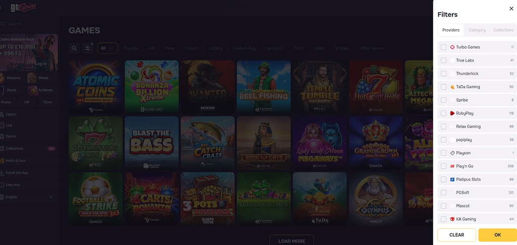 GTSpins Casino Game Providers