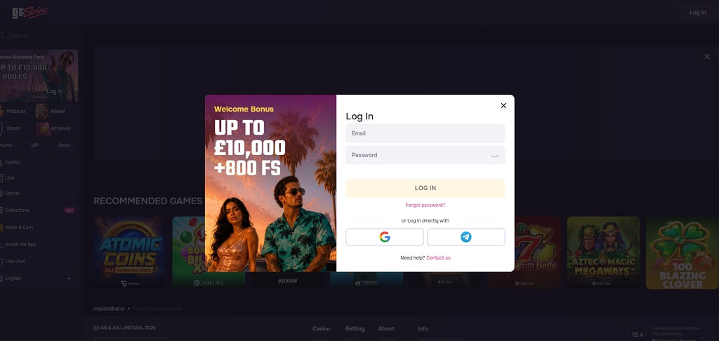 GTSpins Casino Login