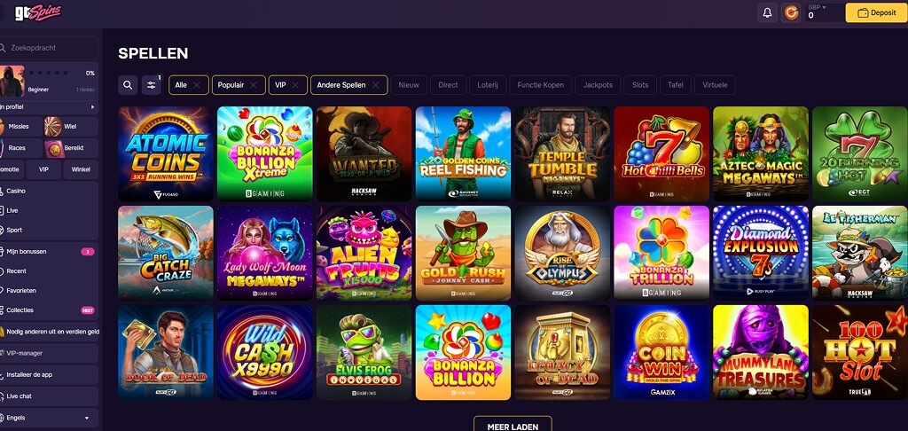 GTSpins Casino casinospellen