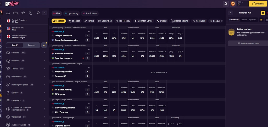 Paris sportifs GTSpins Casino
